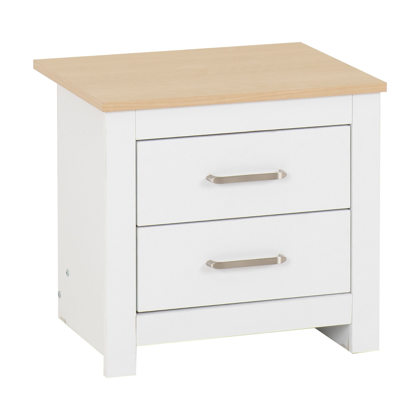 Portland 2 Drawer Bedside – White/Oak Effect Storage