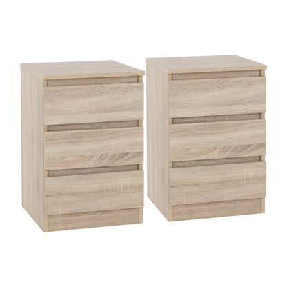 Malvern 3 Drawer Bedside x2 – Sonoma Oak Effect Storage