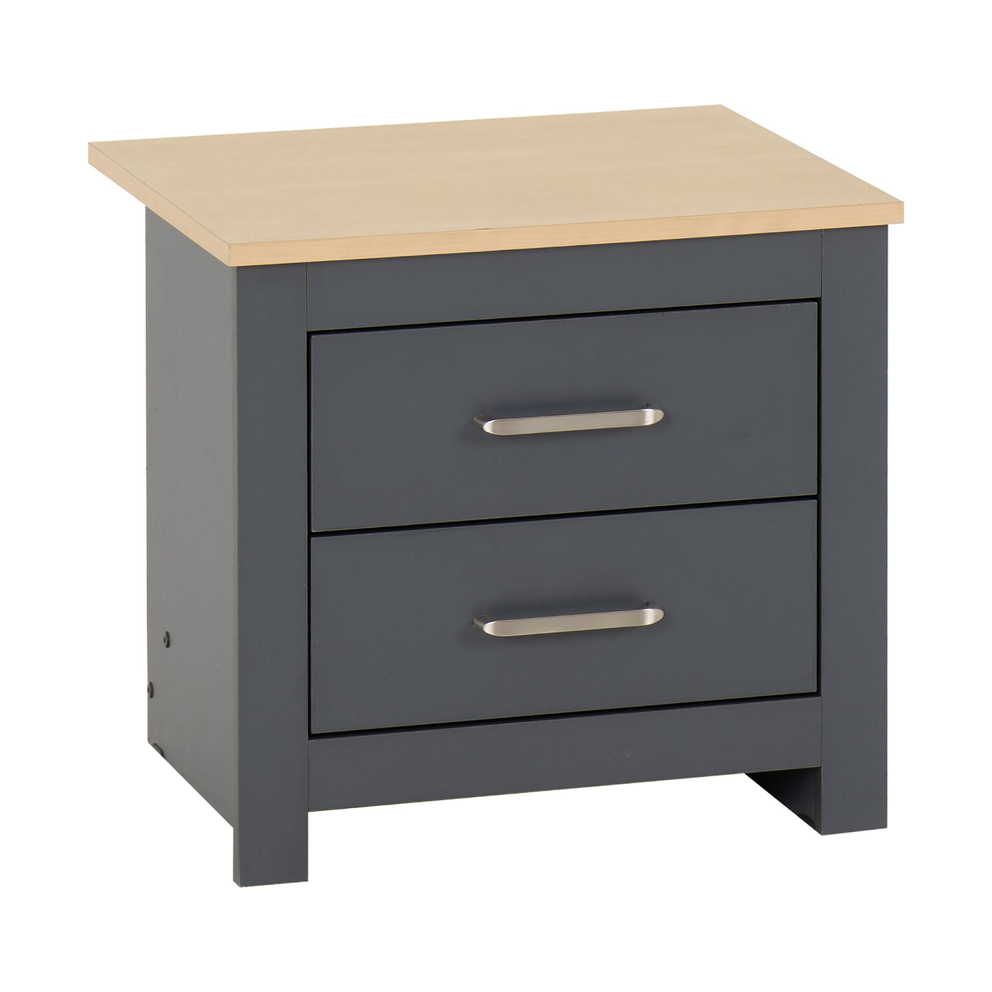 Portland 2 Drawer Bedside – Grey/Oak Effect Storage