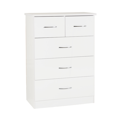 Nevada 3+2 Drawer Chest - White Gloss