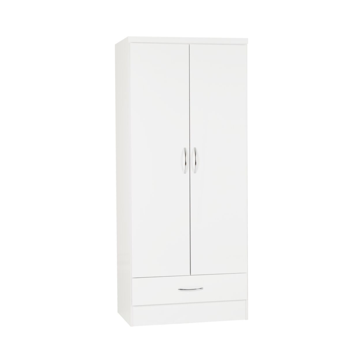 Nevada 2 Door 1 Drawer Wardrobe – White Gloss