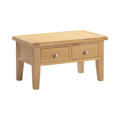 Windsor 2 Drawer Coffee Table - Natural Oak, Classic Design