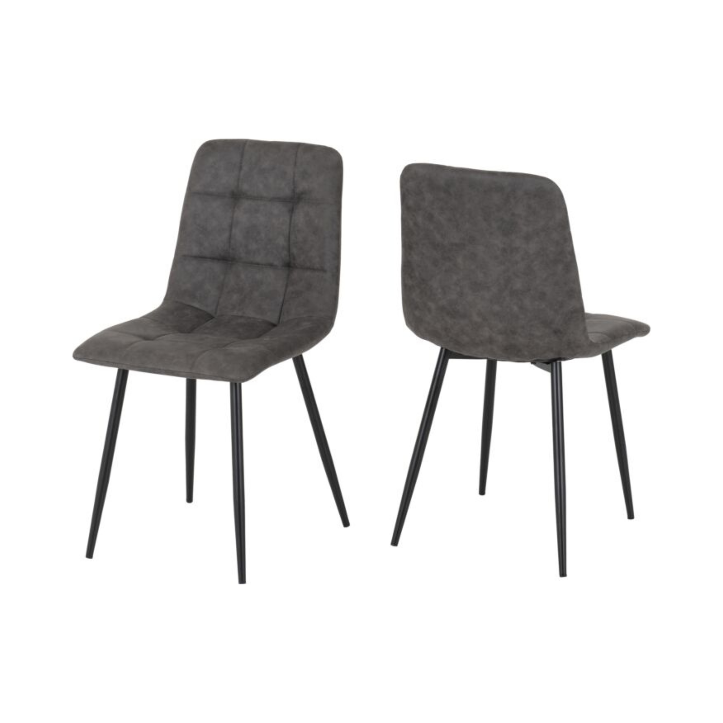 Fenton Dining Chair - Dark Grey Suede Fabric (Set of 2)