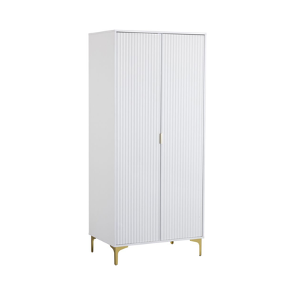 Miami 2 Door Wardrobe – White & Gold, Compact Storage