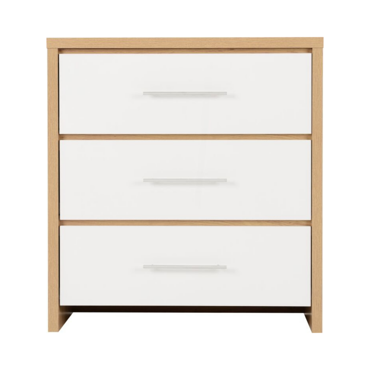 Seville 3 Drawer Chest - White Gloss/Light Oak Effect