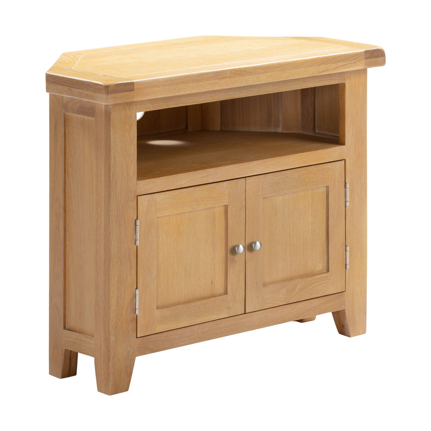Windsor Corner TV Unit - Natural Oak - Hardwood & Plywood
