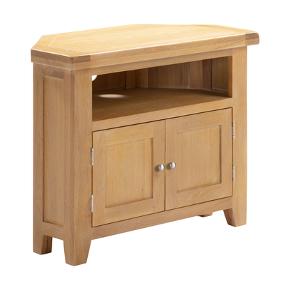 Windsor Corner TV Unit - Natural Oak - Hardwood & Plywood