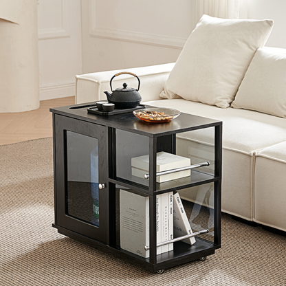Aglaea Side Table With Storage, Black