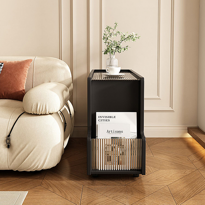 Adrian Side Table With Magazine Rack, Solid Wood