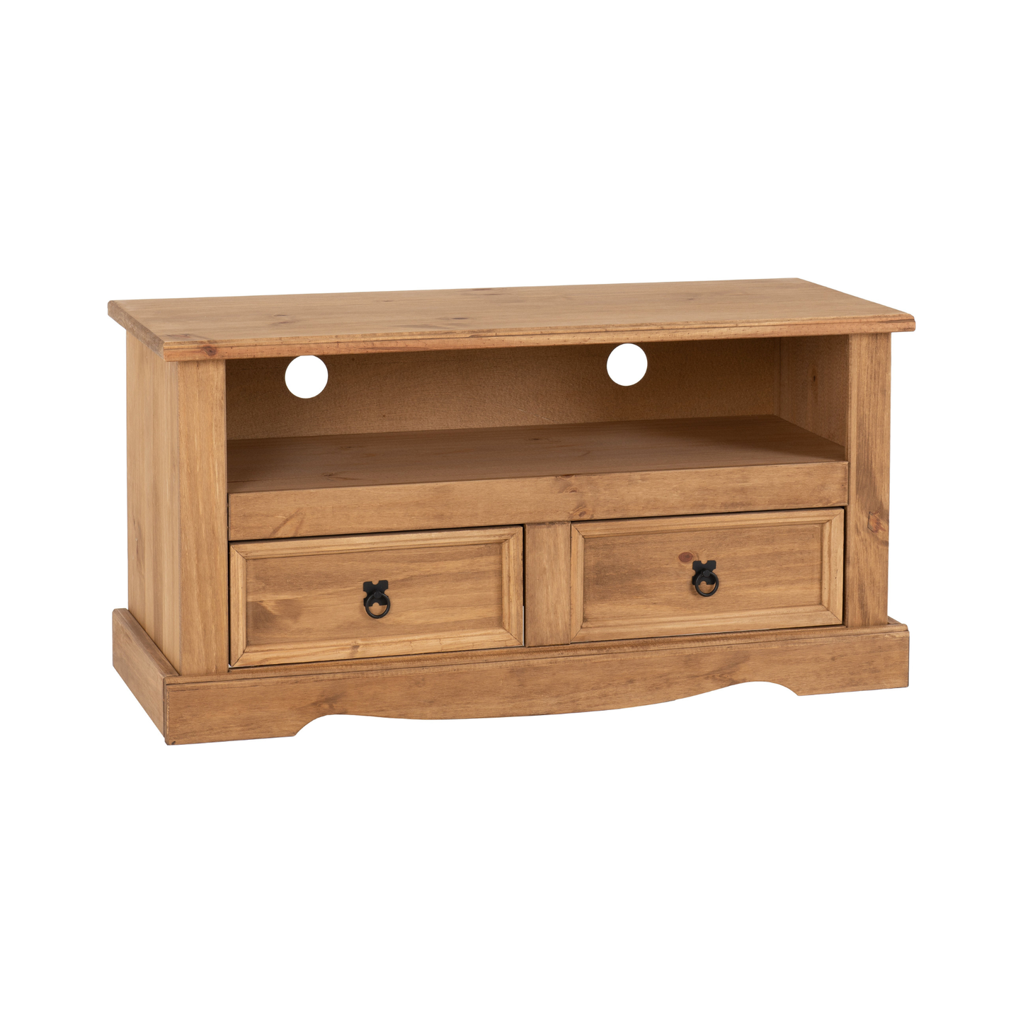 Corona 2 Drawer TV Unit - Distressed Waxed Pine