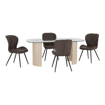 Modena & Quebec Dining Set - Cream/Brown PU (4 Chairs)