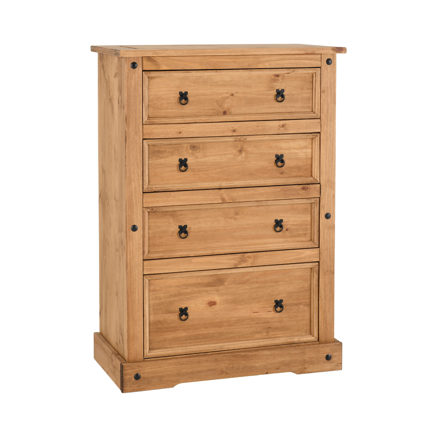 Corona 4 Drawer Chest – Distressed Waxed Pine, Rustic Storage