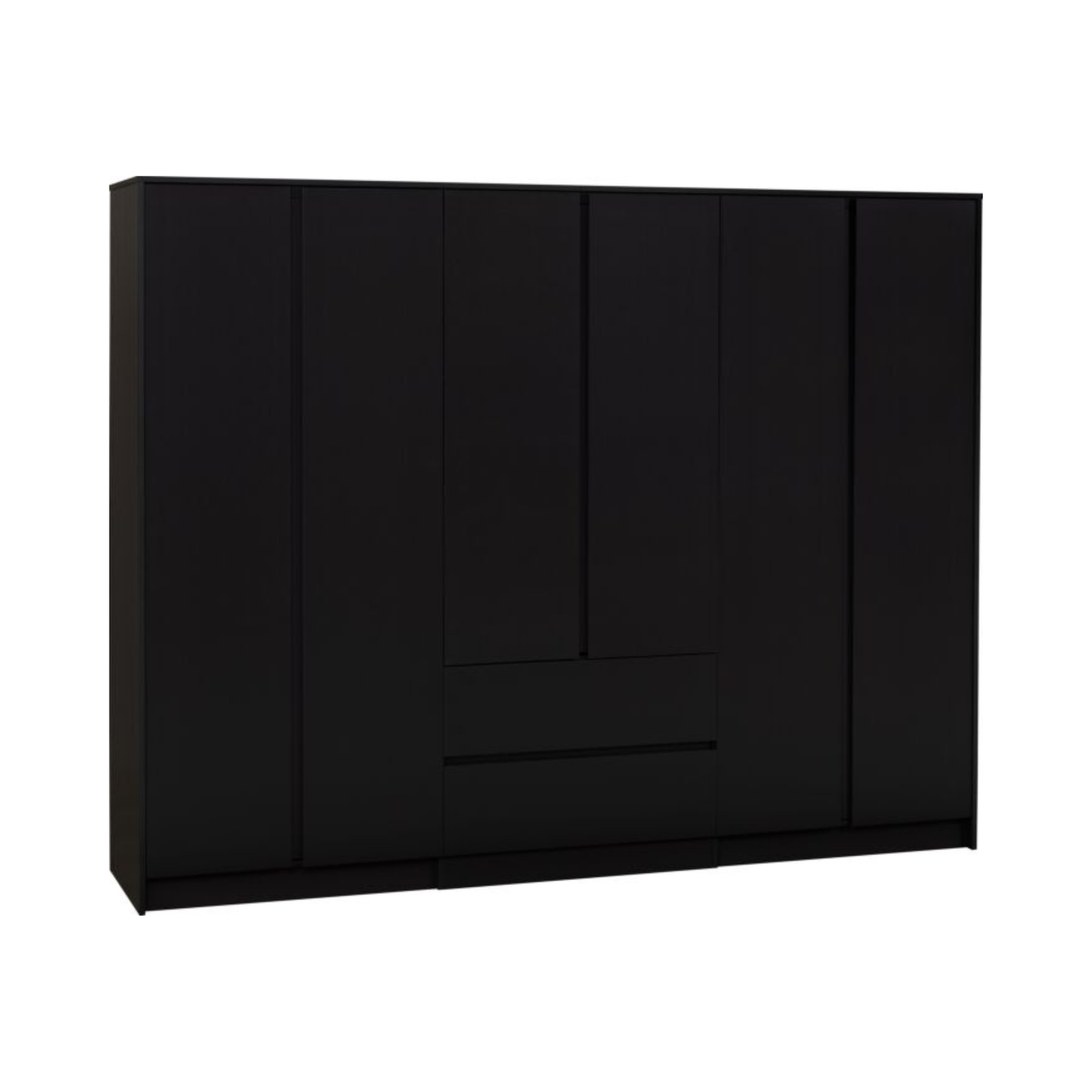 Malvern 6 Door 2 Drawer Wardrobe – Black Storage