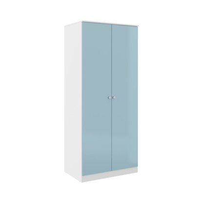 Denver 2 Door Wardrobe – White & Blue Gloss