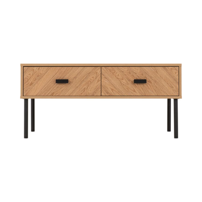 Leon 2 Drawer Coffee Table - Medium Oak Effect, Modern Design