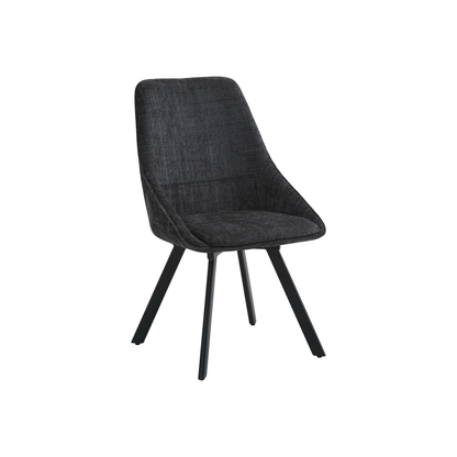 Myla Pack of 2 Swivel Dining Chairs – Black Chenille Fabric