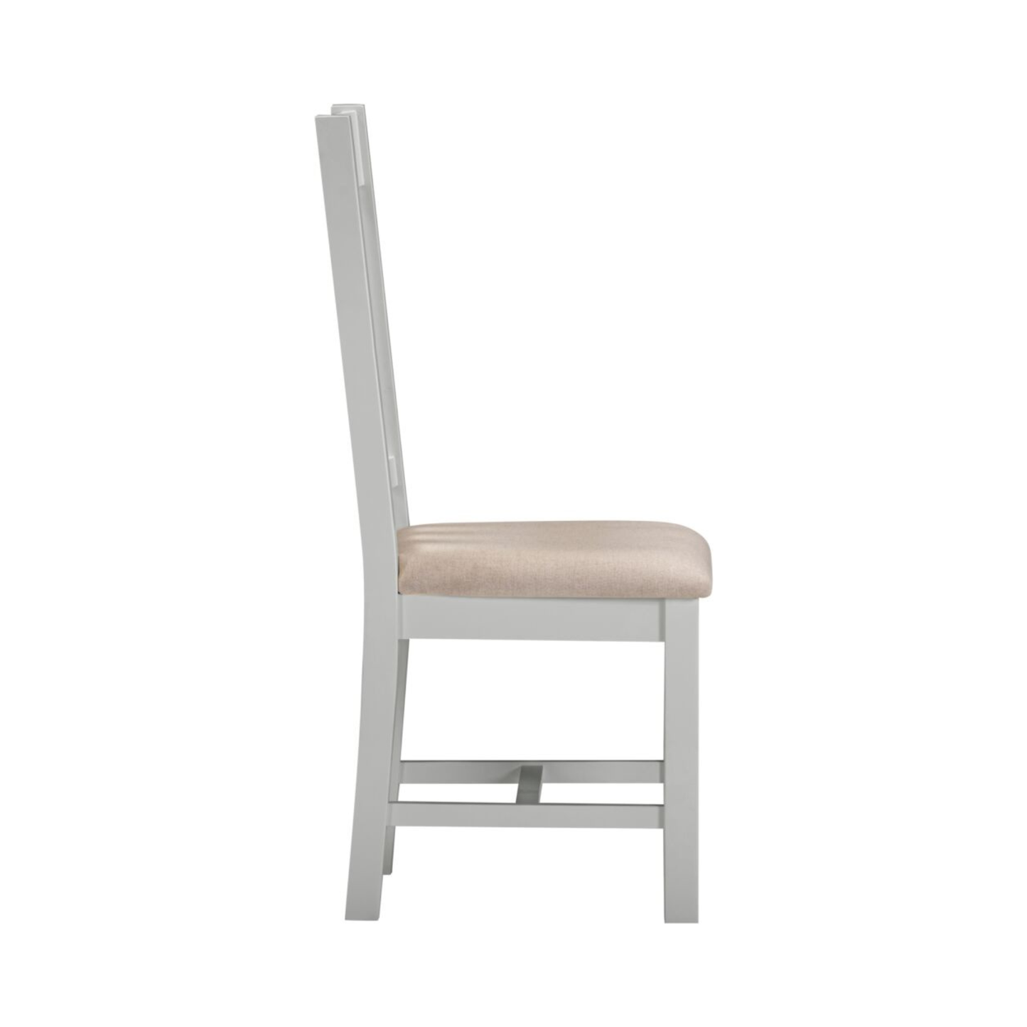 Windsor Slatted Dining Chair Set - Pebble Grey/Oat Fabric (Pair)