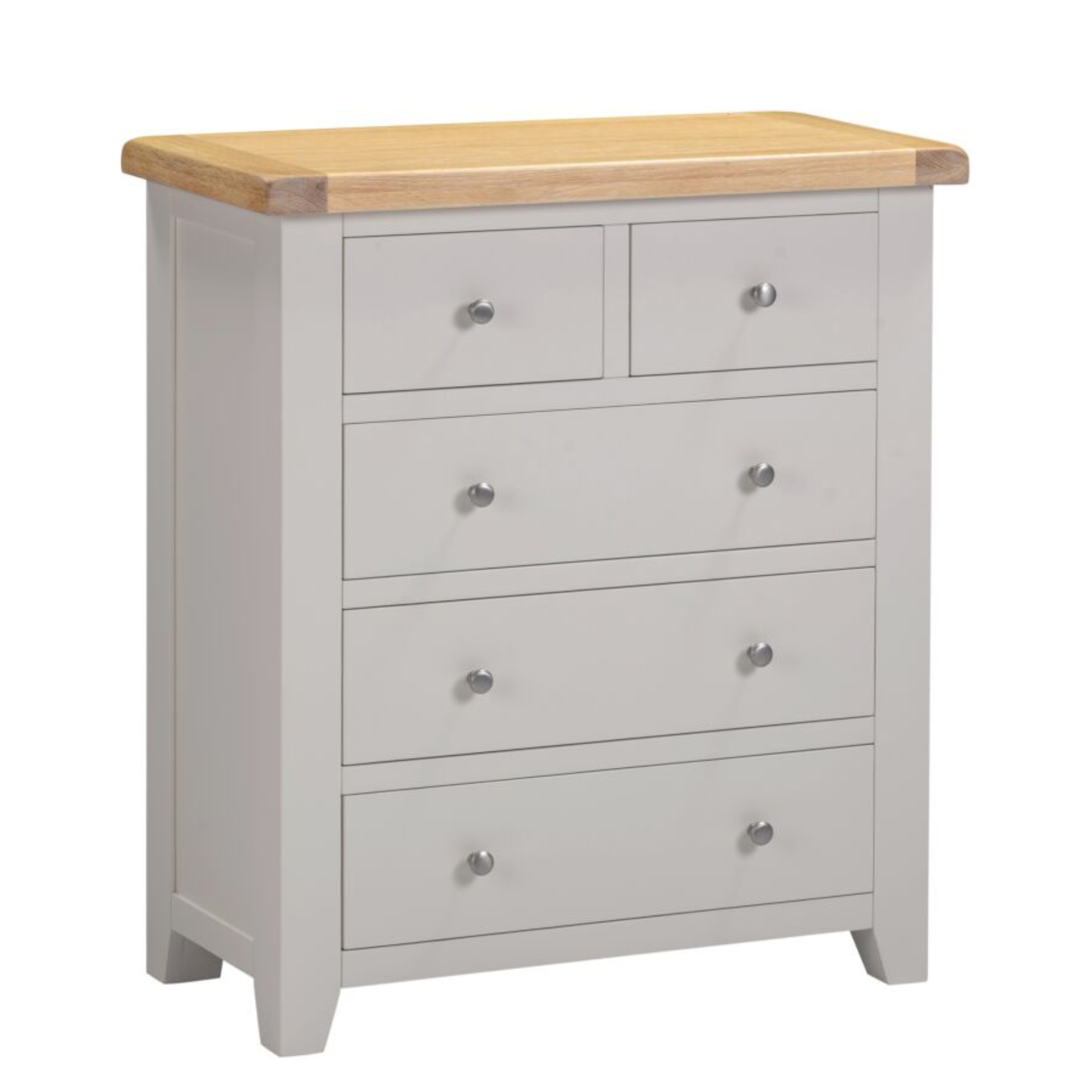 Windsor 3+2 Drawer Chest – Pebble Grey with Oak Top
