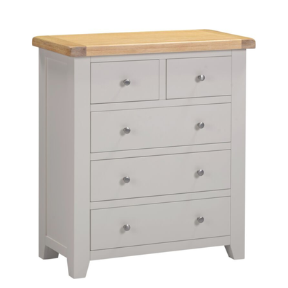 Windsor 3+2 Drawer Chest – Pebble Grey with Oak Top