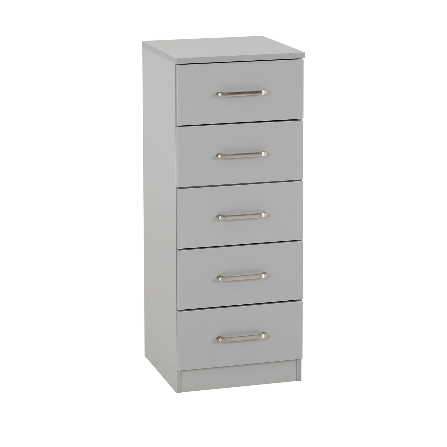 Dakota 5 Drawer Narrow Chest – Light Grey, Compact Bedroom Storage
