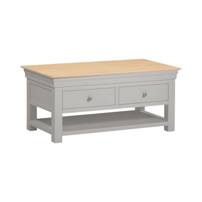 Bordeaux 2 Drawer Coffee Table - Pebble Grey/Oak