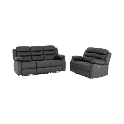 Roma 3+2 Electric Recliner Suite - Grey Faux Leather