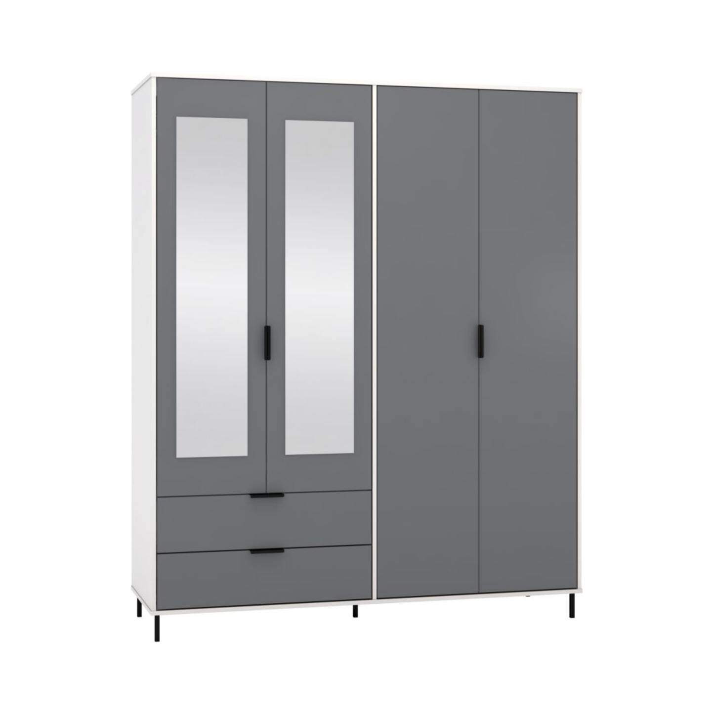 Madrid 4 Door 2 Drawer Wardrobe – Grey/White Gloss