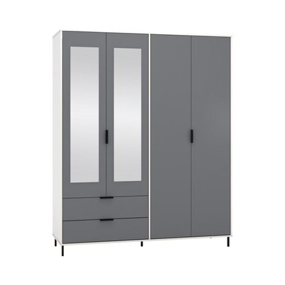 Madrid 4 Door 2 Drawer Wardrobe – Grey/White Gloss