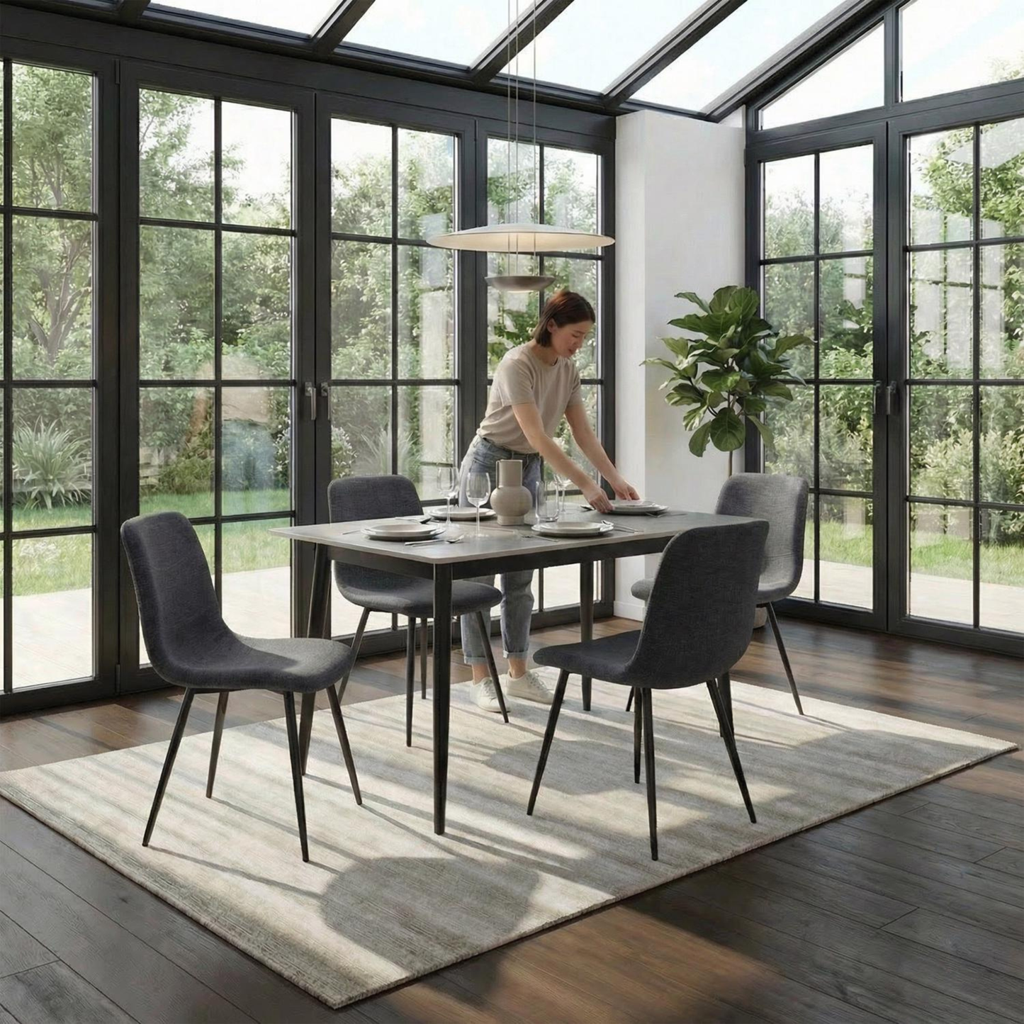 Nova Grey Dining Set with 4 Evie Grey Chairs