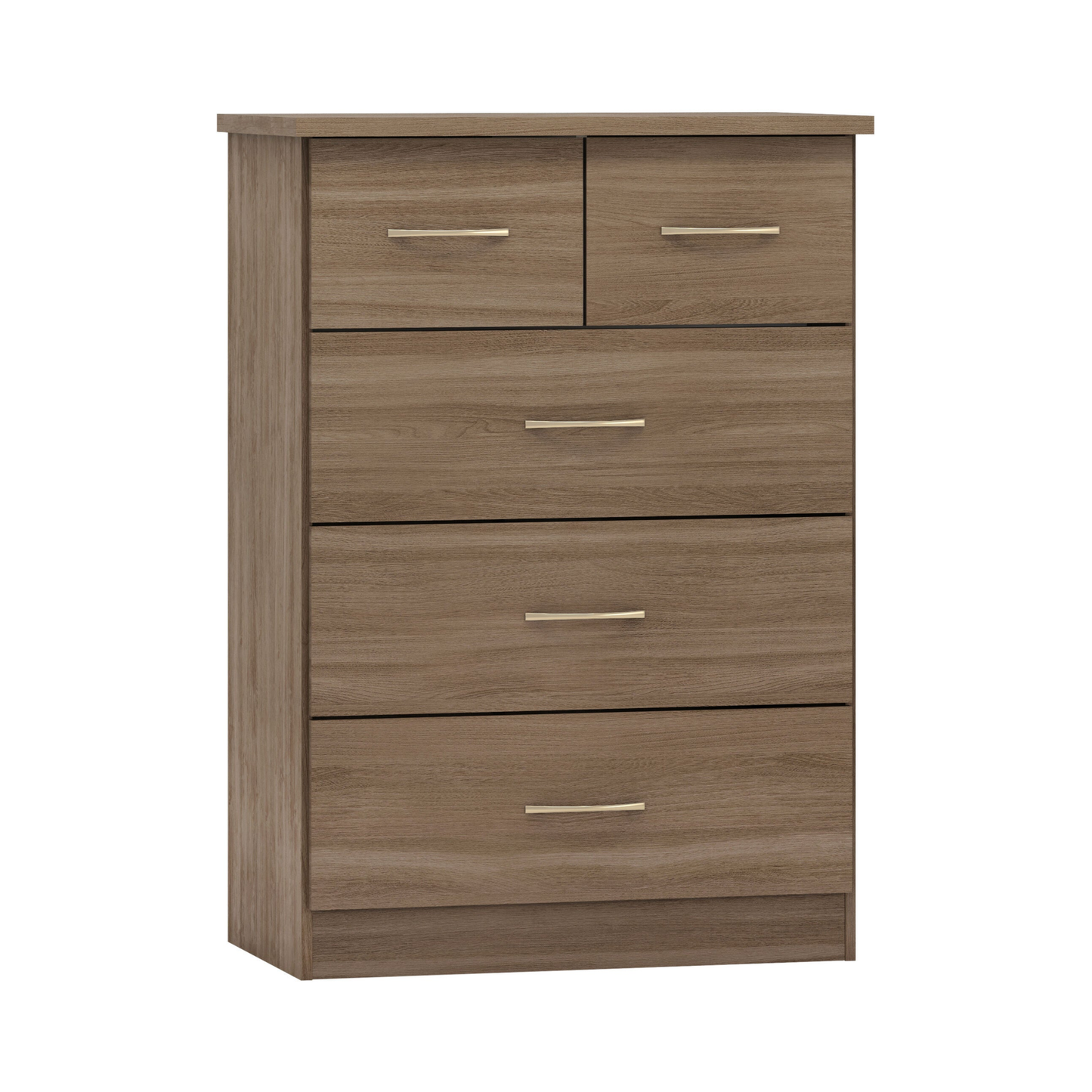 Nevada 3+2 Drawer Chest - Rustic Oak Effect