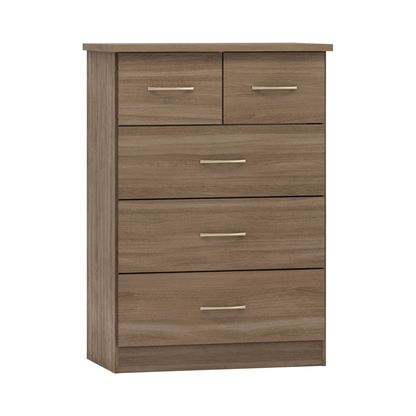 Nevada 3+2 Drawer Chest - Rustic Oak Effect