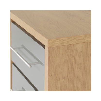 Seville 5 Drawer Narrow Chest - Grey Gloss/Light Oak Effect