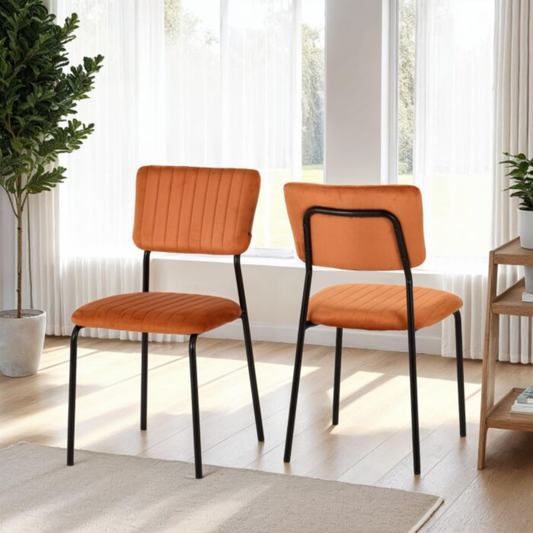 Sheldon Dining Chair Set - Burnt Orange Velvet Fabric (Pack of 4)
