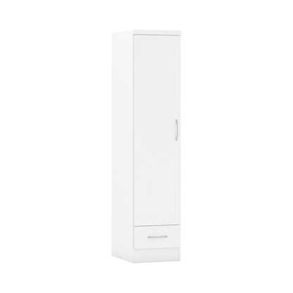 Nevada 1 Door 1 Drawer Wardrobe – White Gloss Finish
