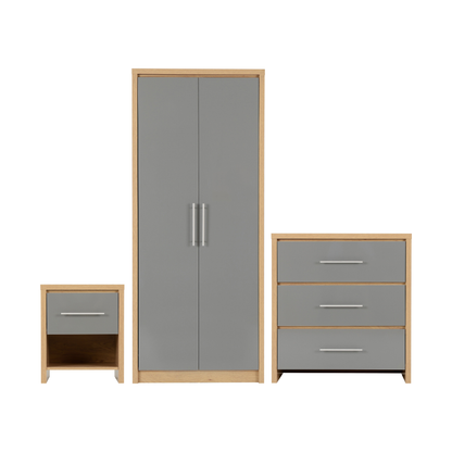 Seville Bedroom Set - Grey Gloss/Light Oak Effect Veneer