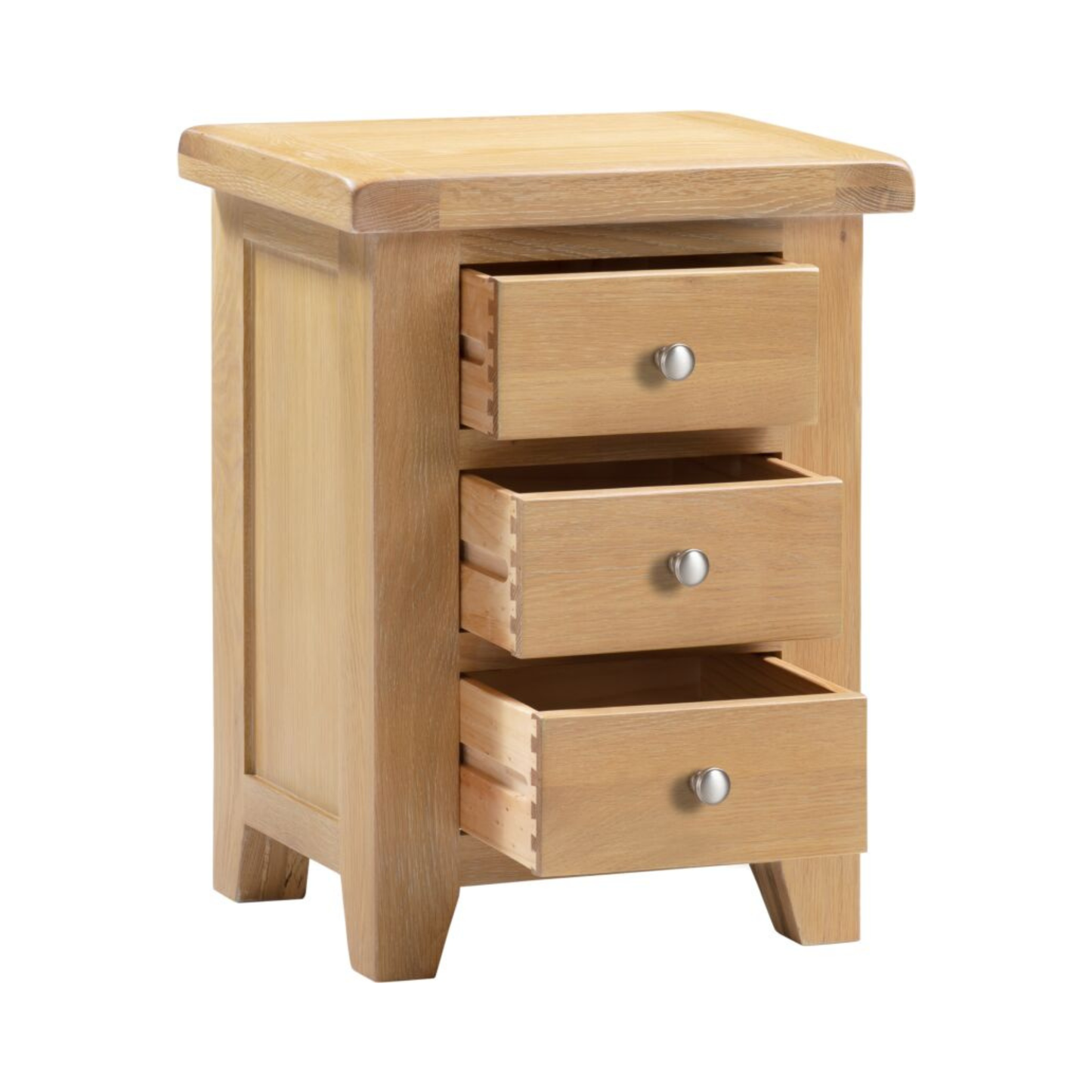 Windsor 3 Drawer Bedside Table – Natural Oak