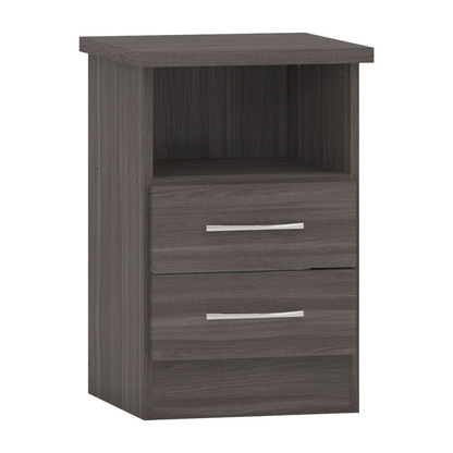 Nevada 2 Drawer Bedside – Black Wood Grain Storage