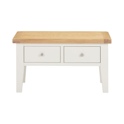 Windsor 2 Drawer Coffee Table - Ivory/Oak, Classic Design
