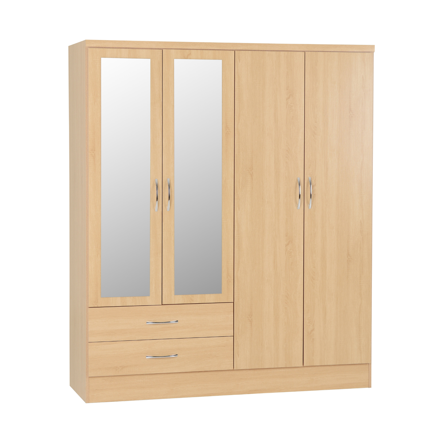 Nevada 4 Door 2 Drawer Wardrobe - Sonoma Oak Effect
