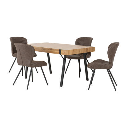 Treviso & Quebec Dining Set - Light Oak Effect/Brown PU