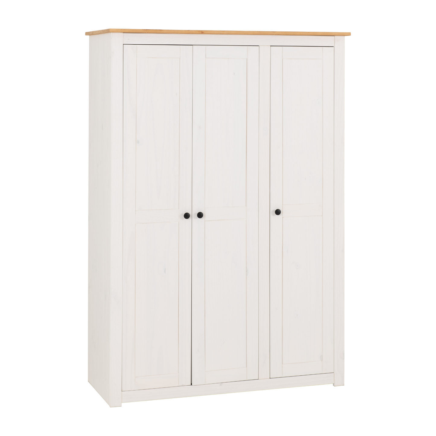 Panama 3 Door Wardrobe - White & Natural Wax Finish