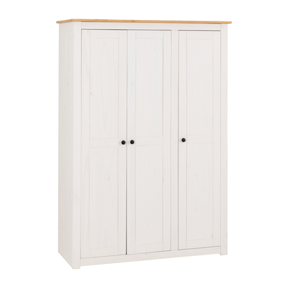 Panama 3 Door Wardrobe - White & Natural Wax Finish