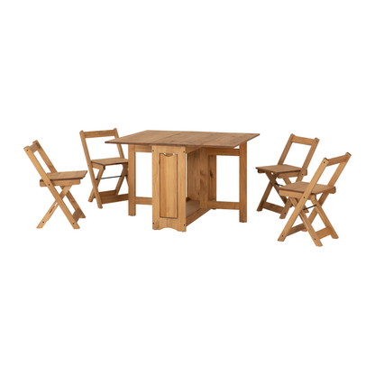 Santos Butterfly Dining Set - Natural Wax (4 Chairs)
