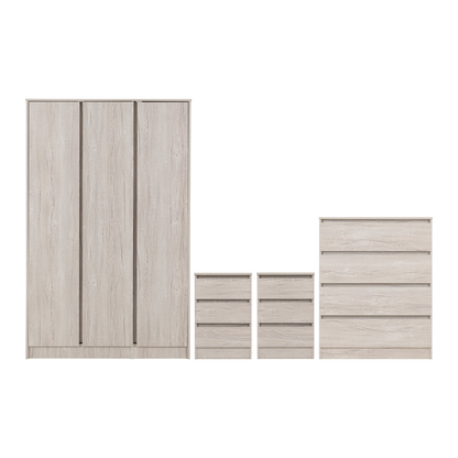 Malvern 3 Door Wardrobe Bedroom Set Urban Snow