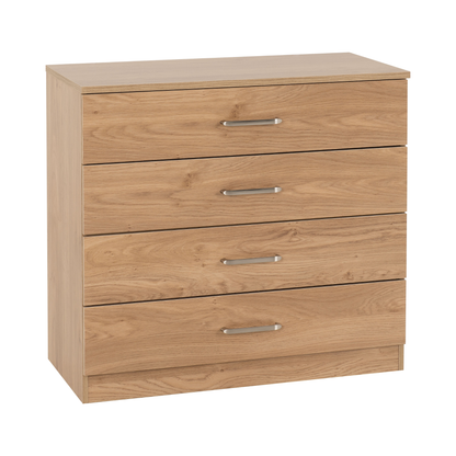 Dakota 4 Drawer Chest – Oak Effect, Practical Bedroom Storage