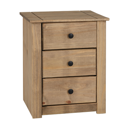 Panama 3 Drawer Bedside – Natural Wax Storage