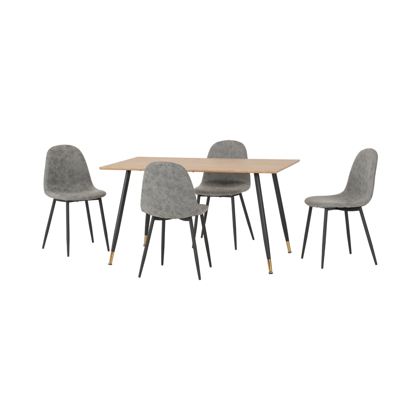Hamilton & Athens Medium Dining Set (4 Chairs) - Oak/Grey Faux Leather