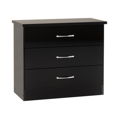 Nevada 3 Drawer Chest - Black Gloss