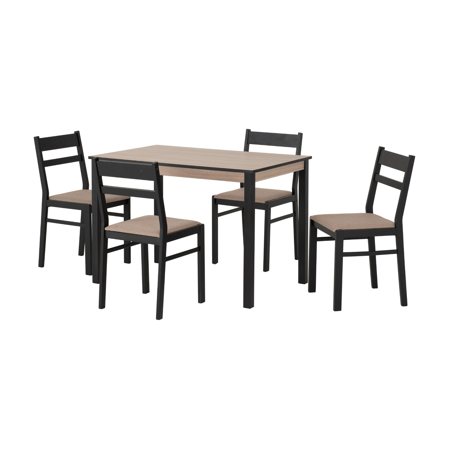 Radley 1+4 Dining Set - Black/Oak Effect/Oat Fabric