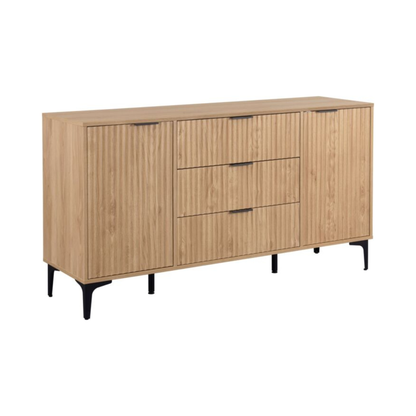 Miami 2 Door 3 Drawer Sideboard – Oak Effect/Black
